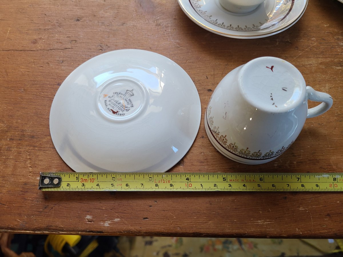 ensemble de 8 tasses et soucoupes barratts delphatic white cup 558974