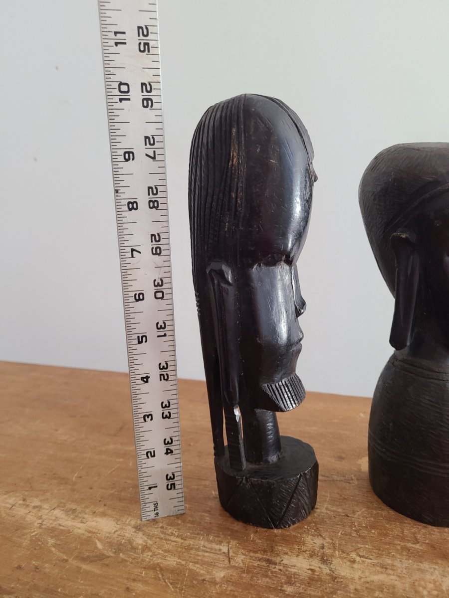 Ensemble de 3 figurines tribal bois noir beaux détails6