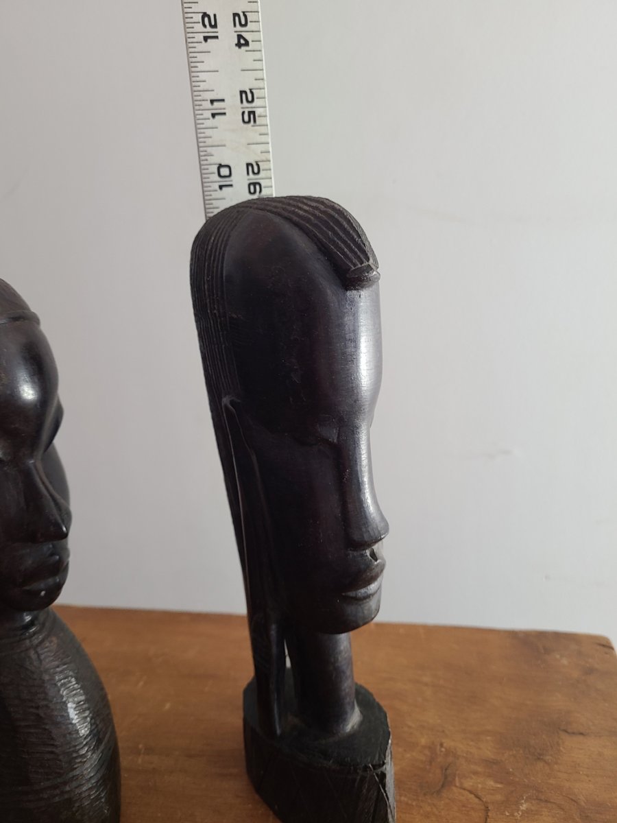Ensemble de 3 figurines tribal bois noir beaux détails8
