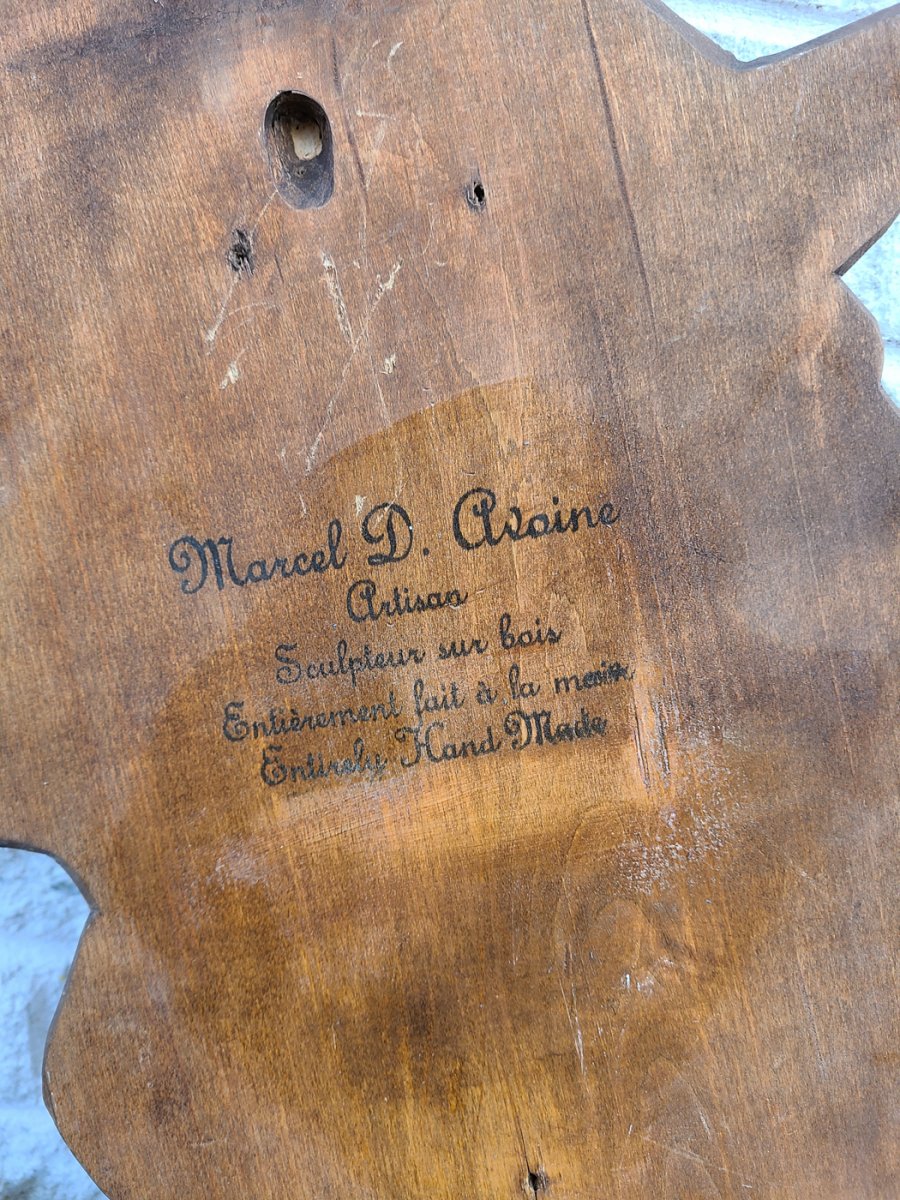 Œuvre détaillée en bois tête de marin avec pipe de Marcel D Avoine entièrement fait à la main5