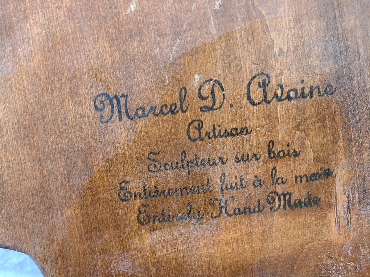 Œuvre détaillée en bois tête de marin avec pipe de Marcel D Avoine entièrement fait à la main6