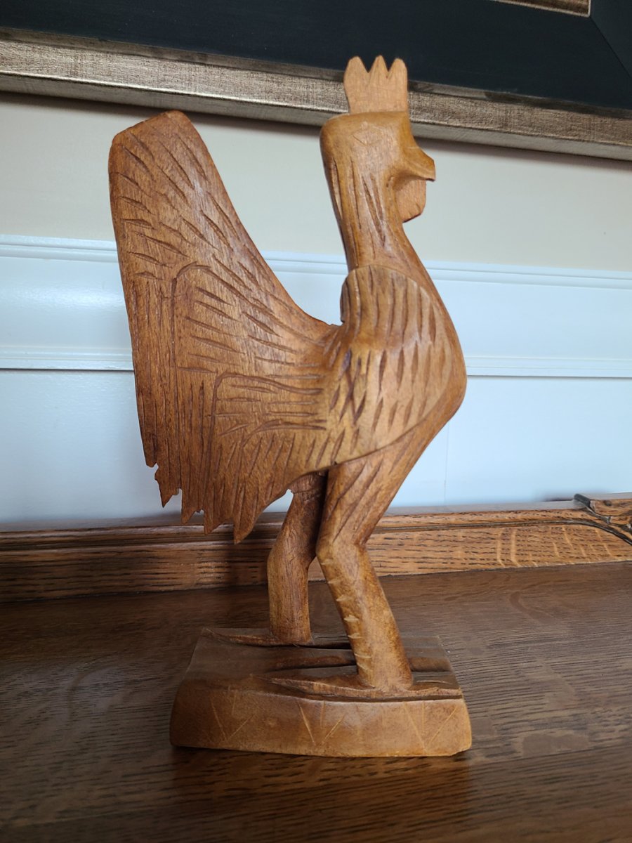 Coq en bois sculpture naïve2