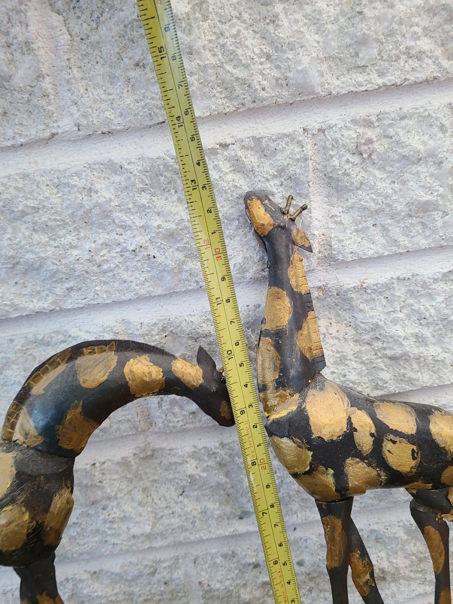 Crochets de fonte mural (4) girafes en métal peinte à la main4