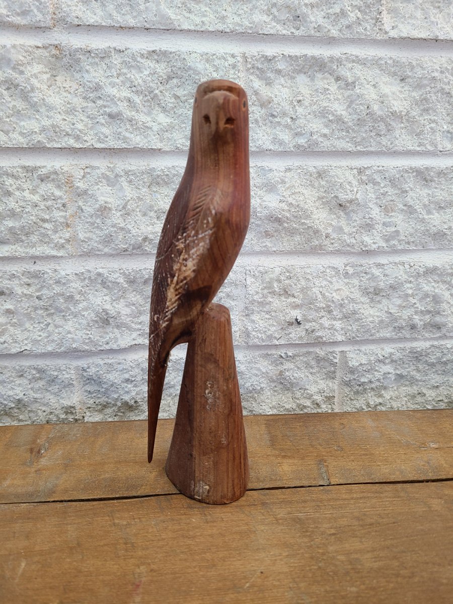 Oiseau en bois sculpture légèrement usée2