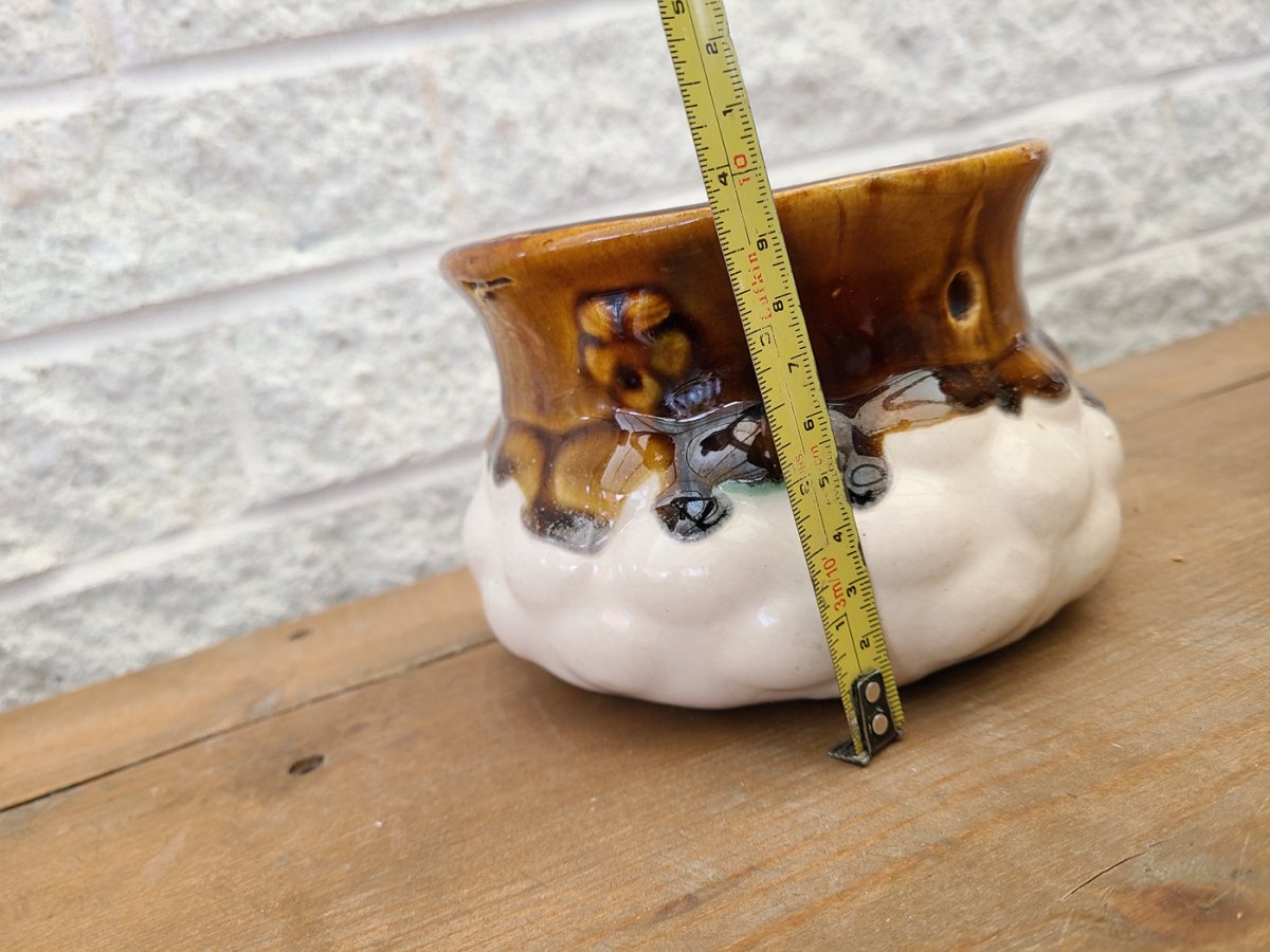 superbe petit pot a plante suspendu (3 trous) en céramique vintage5