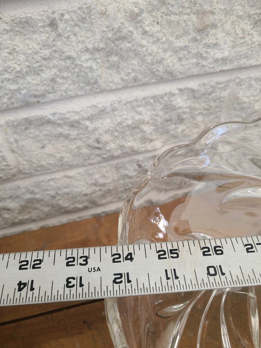 Bol à fruit sur pied en verre lourd transparent fait main car imperfection soit bulles4