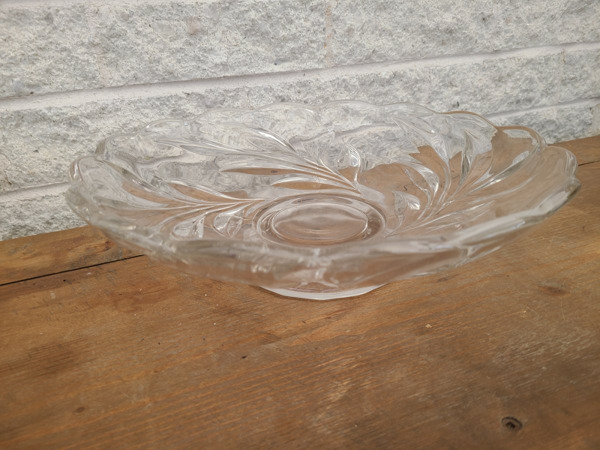 Bol à fruit sur pied en verre lourd transparent fait main car imperfection soit bulles6