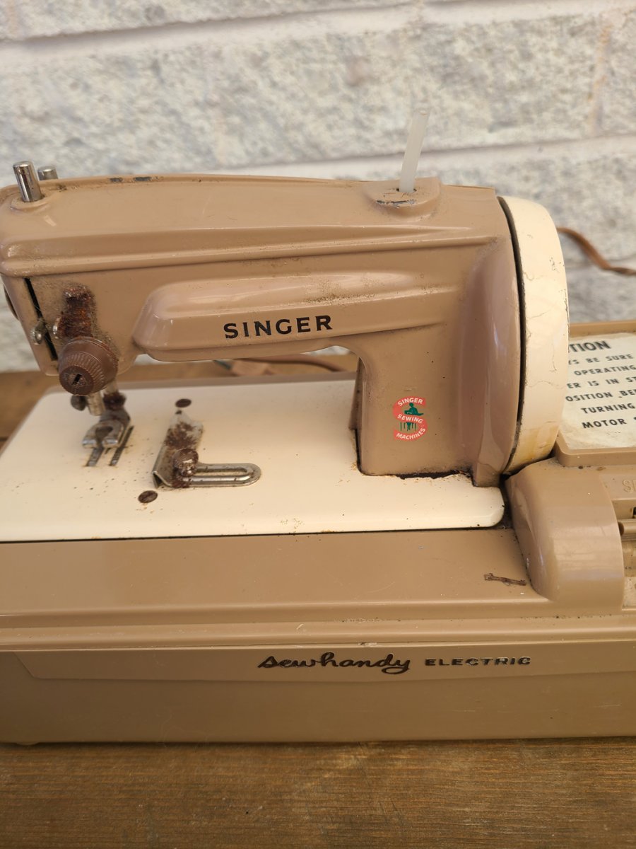Superbe machine à coudre vintage manuelle Sew Elite original orange fait au Japon3