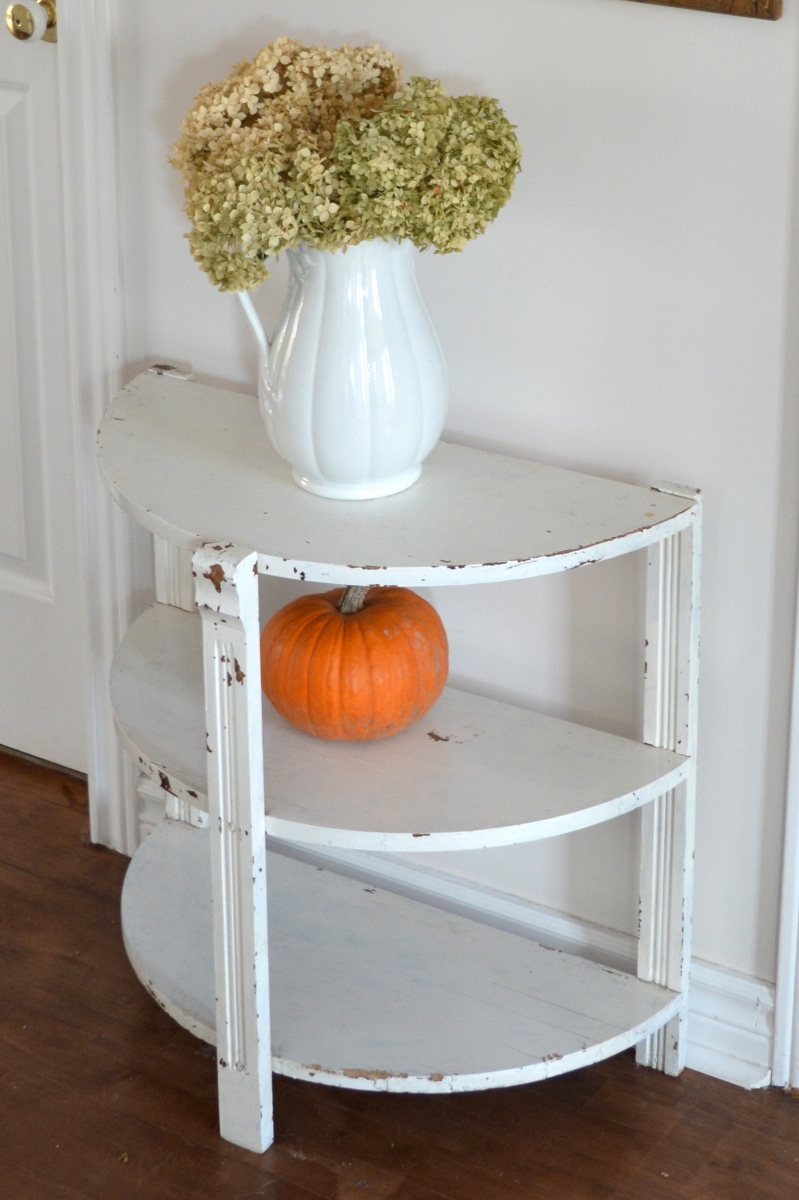 Table demi-lune blanche style shabby chic