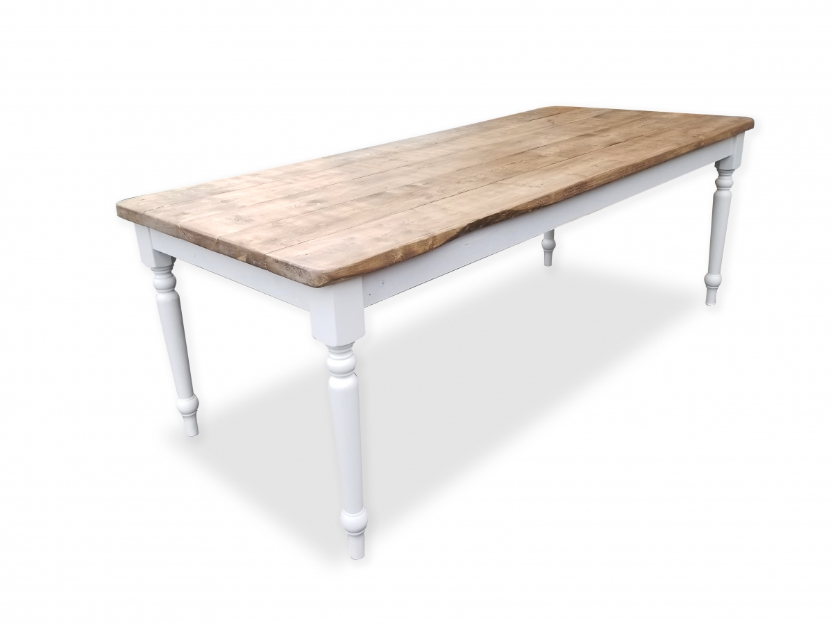 Table style farmhouse rustique chic en bois et blanc