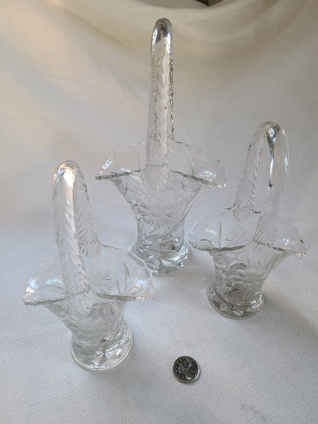 Ensemble de 3 paniers en cristal fleur et dentelle transparent