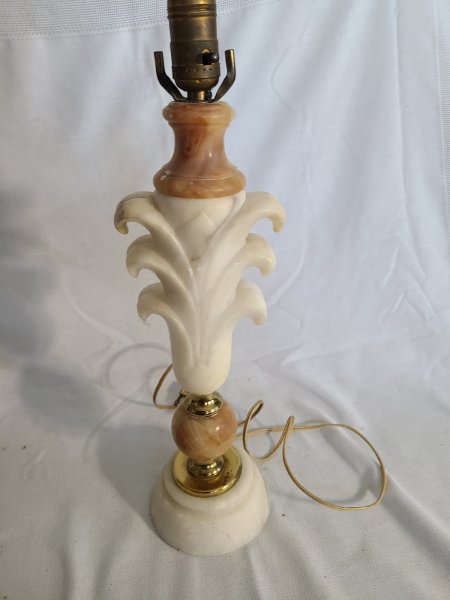 Lampe en marbre vintage blanche or et ambré