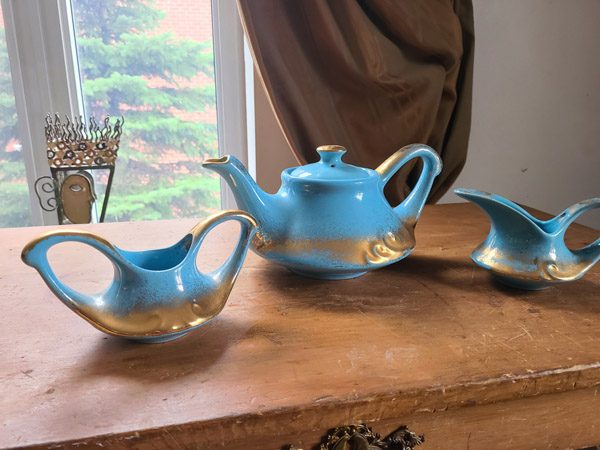 Ensemble à thé #706 de Céramique de Beauce bleu