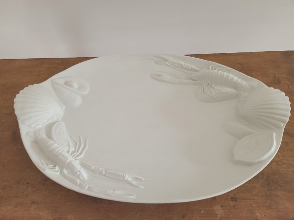 grande assiette a homard creart hand painted vbc Italy blanche