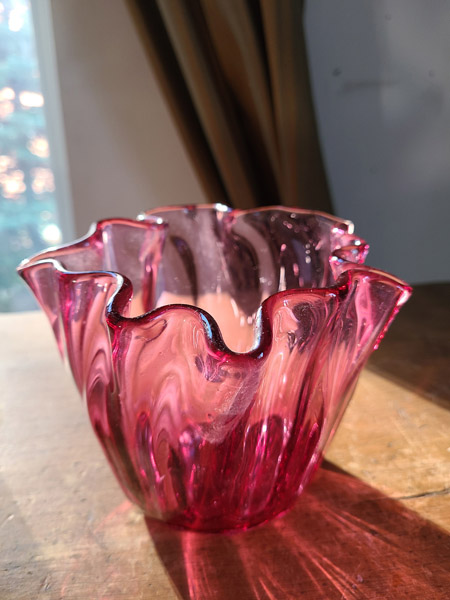 Vase petit format verre cranberry rose