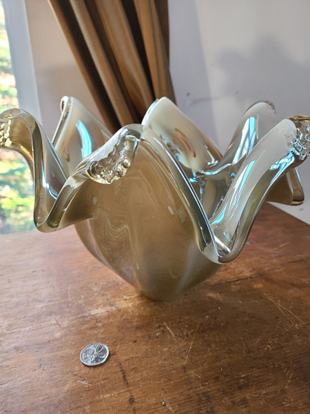 Vase évasé en verre de Murano fait en Italie argent