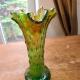Vase verre carnaval vert extérieur motif gouttes de pluie2