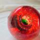 Pomme en verre soufflé rouge et queue/feuille verte4