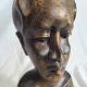 Sculpture vintage buste et tête de femme en bois massif tête allongée2