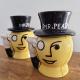 Ensemble de 2 Mr Peanut Planter jarre à biscuit en céramique jaune et noir avec étiquettes originales