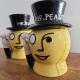 Ensemble de 2 Mr Peanut Planter jarre à biscuit en céramique jaune et noir avec étiquettes originales2