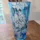 Vase bleu verre soufflé avec fleur blanches Venezia mouth blown glass 2