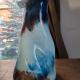 Vase verre soufflé Murano bleu ambré et blanc superbe création2
