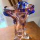 Vase verre soufflé style Murano lourd évasé rose et bleu4