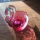 Plat format cygne rose verre soufflé verre cranberry2