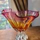 Vase verre soufflé ambré rose et transparent grand format évasé