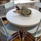 Table ronde crème et 4 chaises antique pressback turquoises2